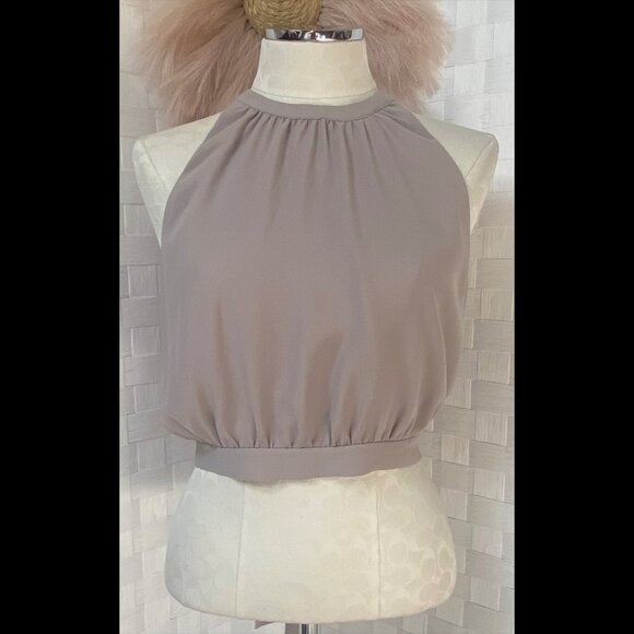 Aritzia Wilfred Cadence Crop Gray Purple Halter Neck Tie Back Top Size M FX9 - Picture 2 of 5